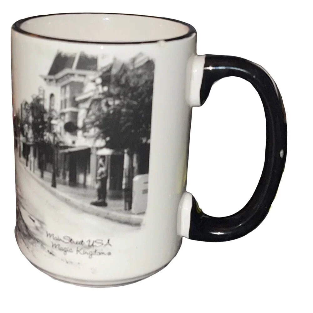 Disney Parks Main Street USA Magic Kingdom Walt And Mickey Black White Mug 16oz